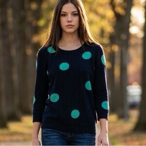 J. Crew Merino Wool Alpaca Blend Polka Dot 3/4 Sleeve Cardigan Size Small
